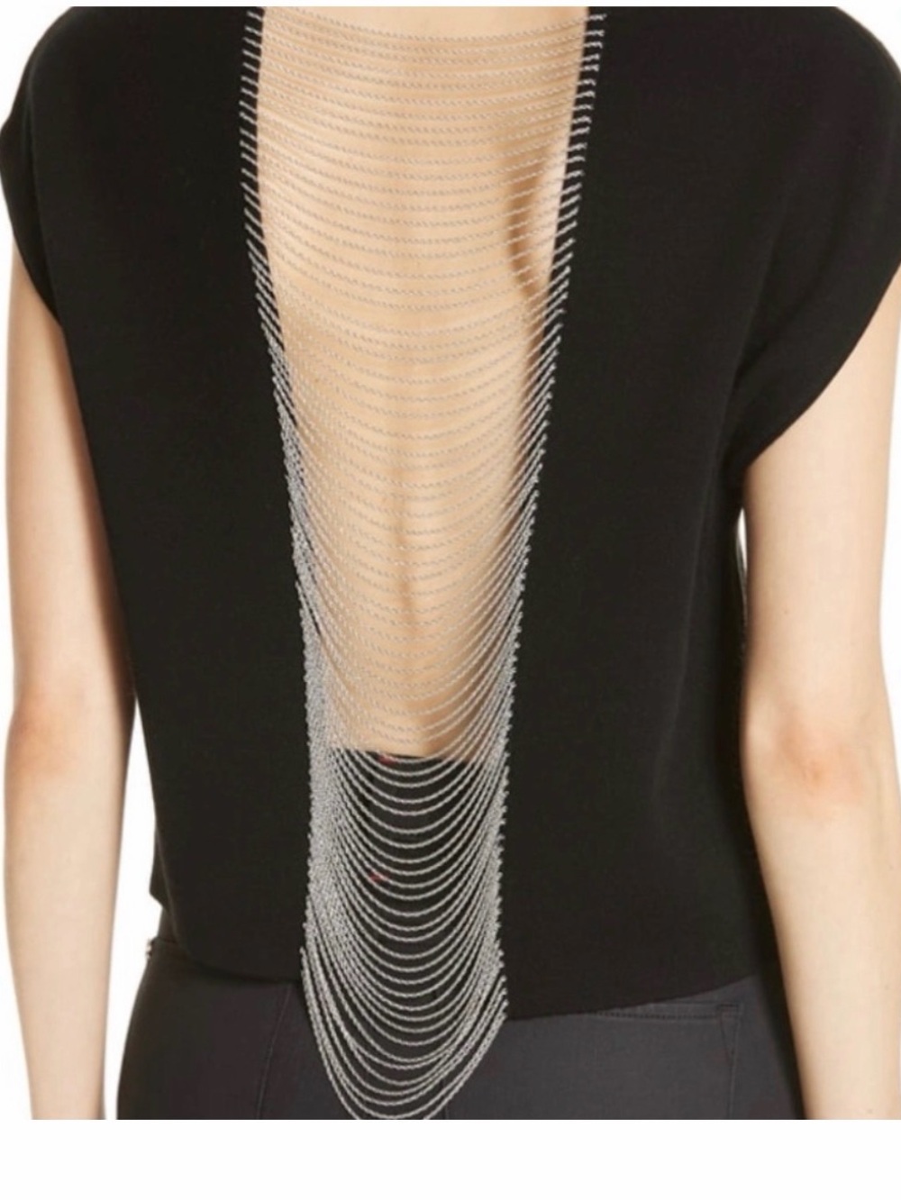 Alice + Olivia Black Knit Sleeveless chain open back  Top size S